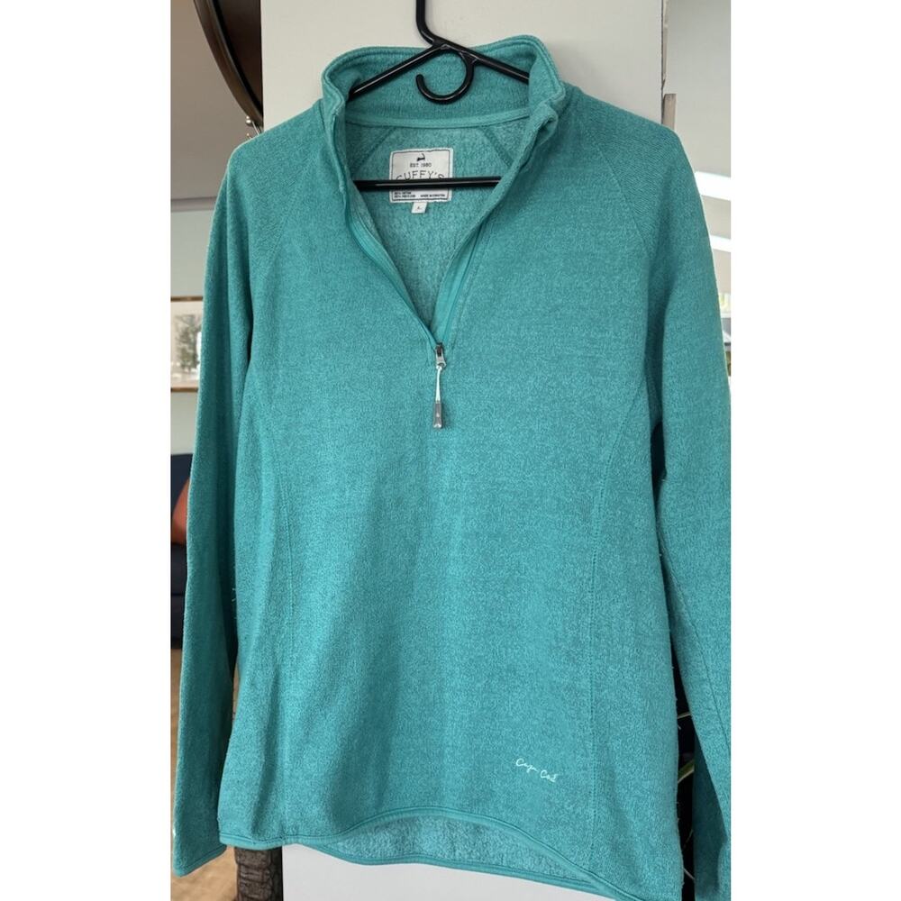 Cuffy's Pullover Cape Cod Womens Large Green Pullover 34 Zip Cotton Blend